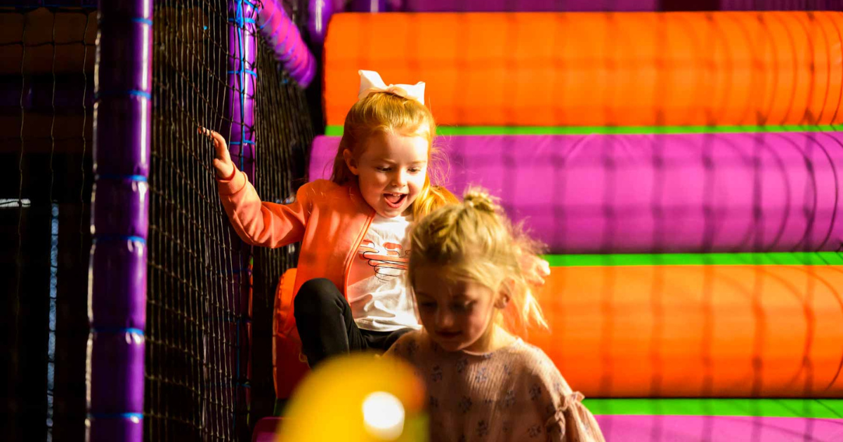 young girls having fun at the softplay area